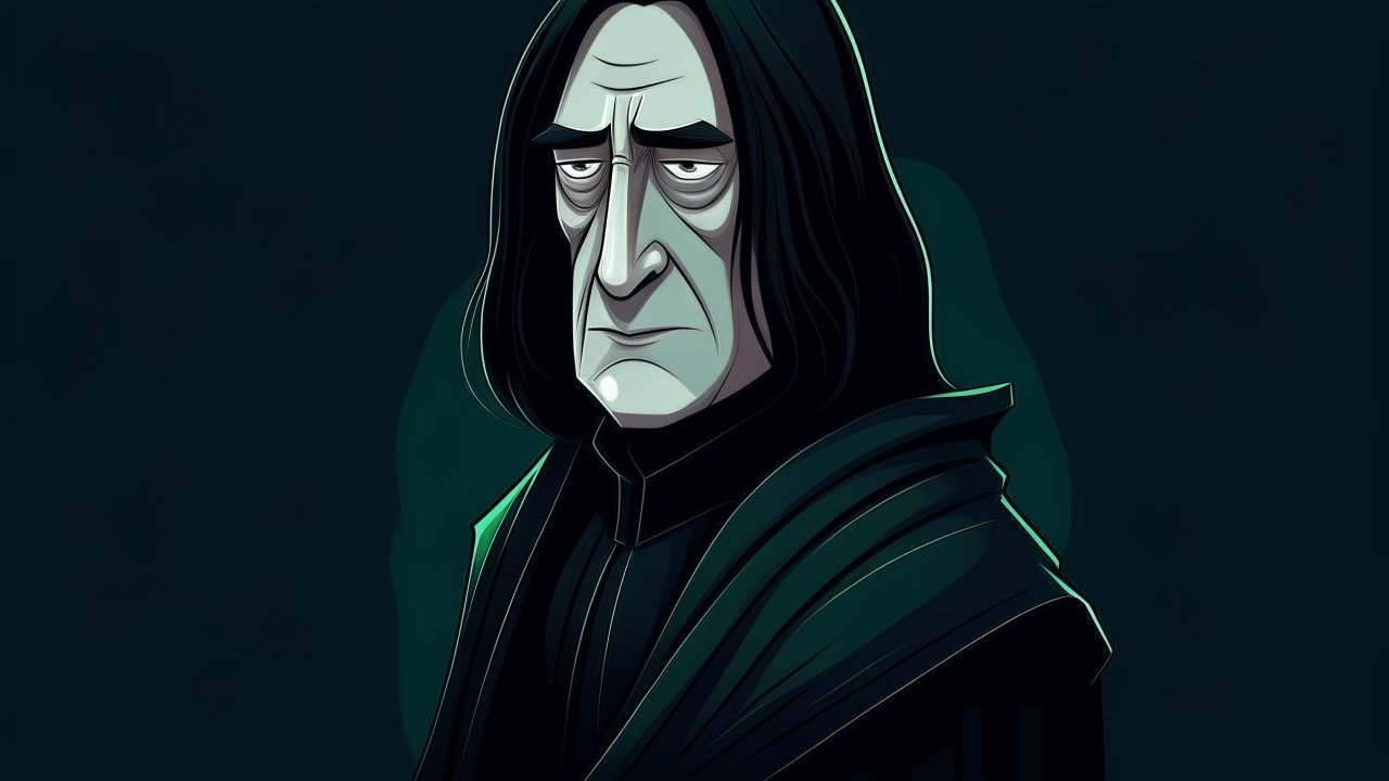 Stylized Illustration of a Somber Wizard Character