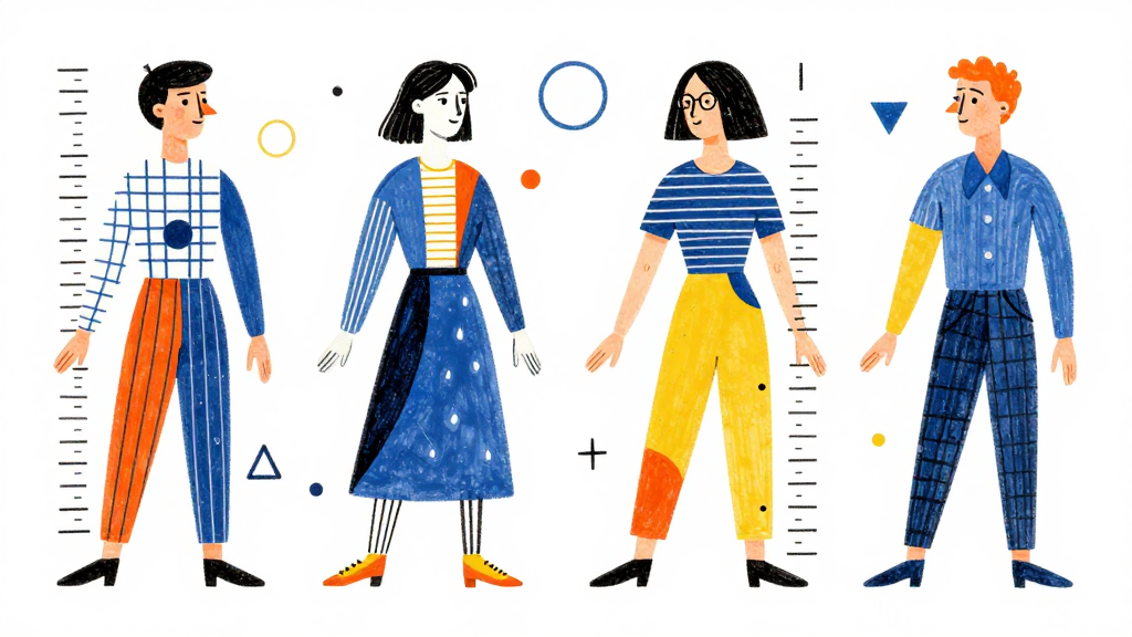 Stylized Illustration of Four Characters with Geometric Patterns
