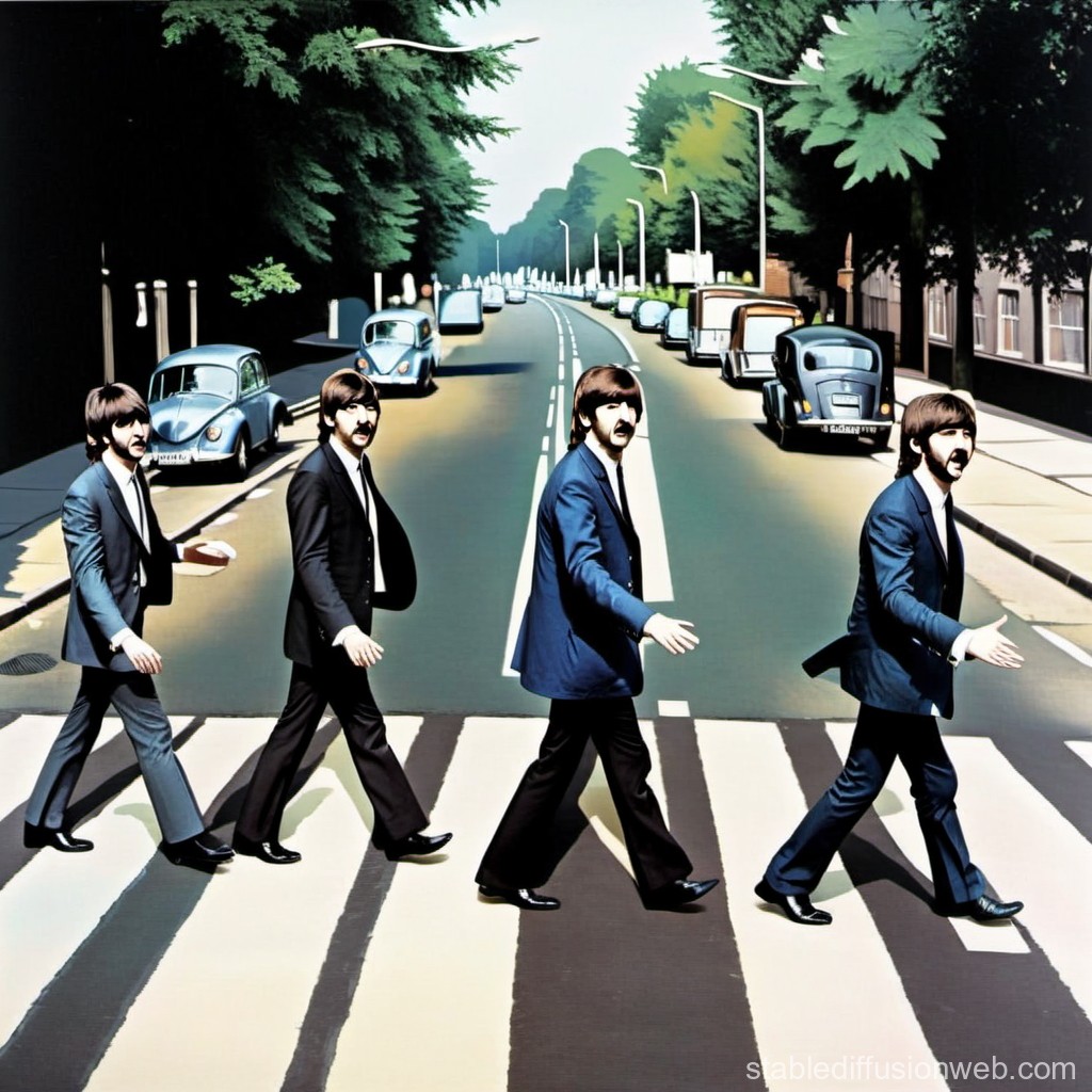 Stylized Illustration of Iconic Abbey Road Crossing