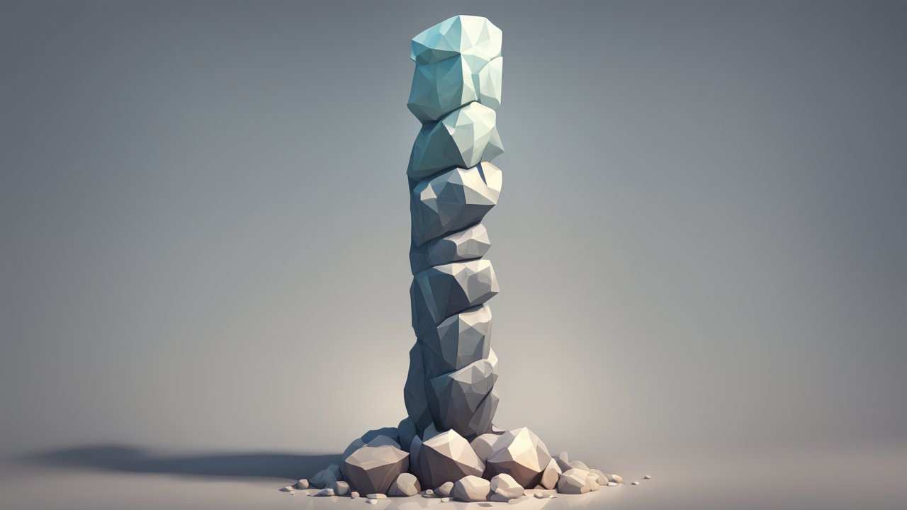 Stylized Low-Poly Stone Pillar Sculpture