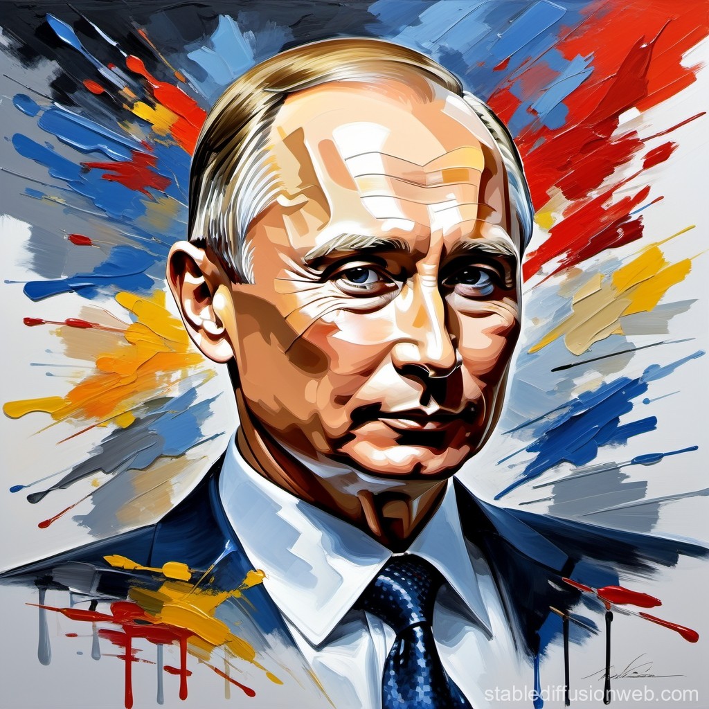 Stylized Portrait of a Man with Abstract Color Splashes