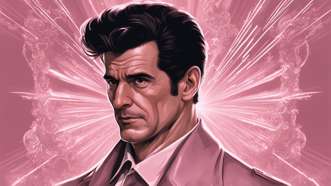 Stylized Portrait of a Man with Radiant Pink Background