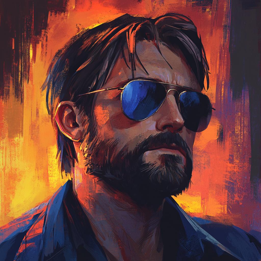 Stylized Portrait of a Man with Sunglasses