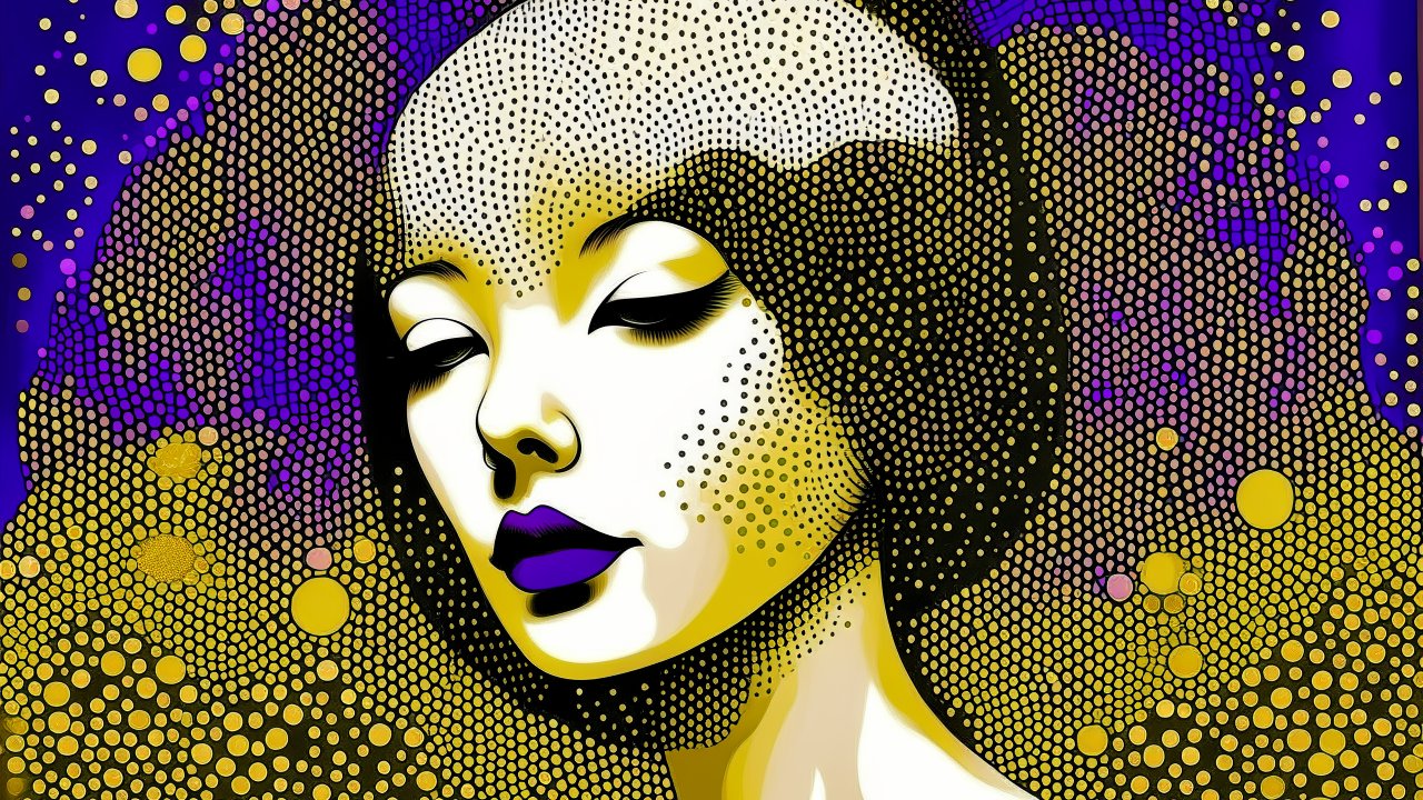 Stylized Portrait of a Woman with Dot Pattern