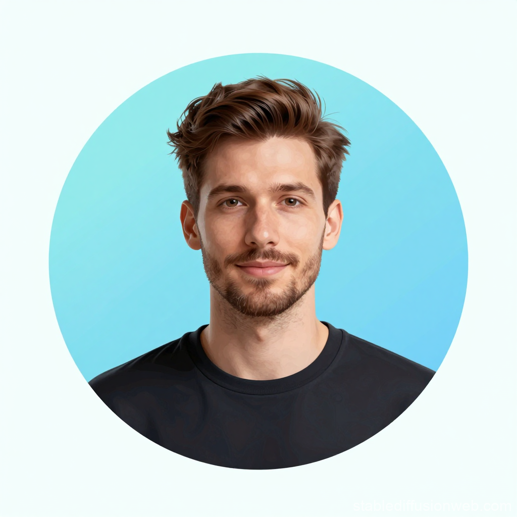 Stylized Portrait of a Young Man with Blue Background