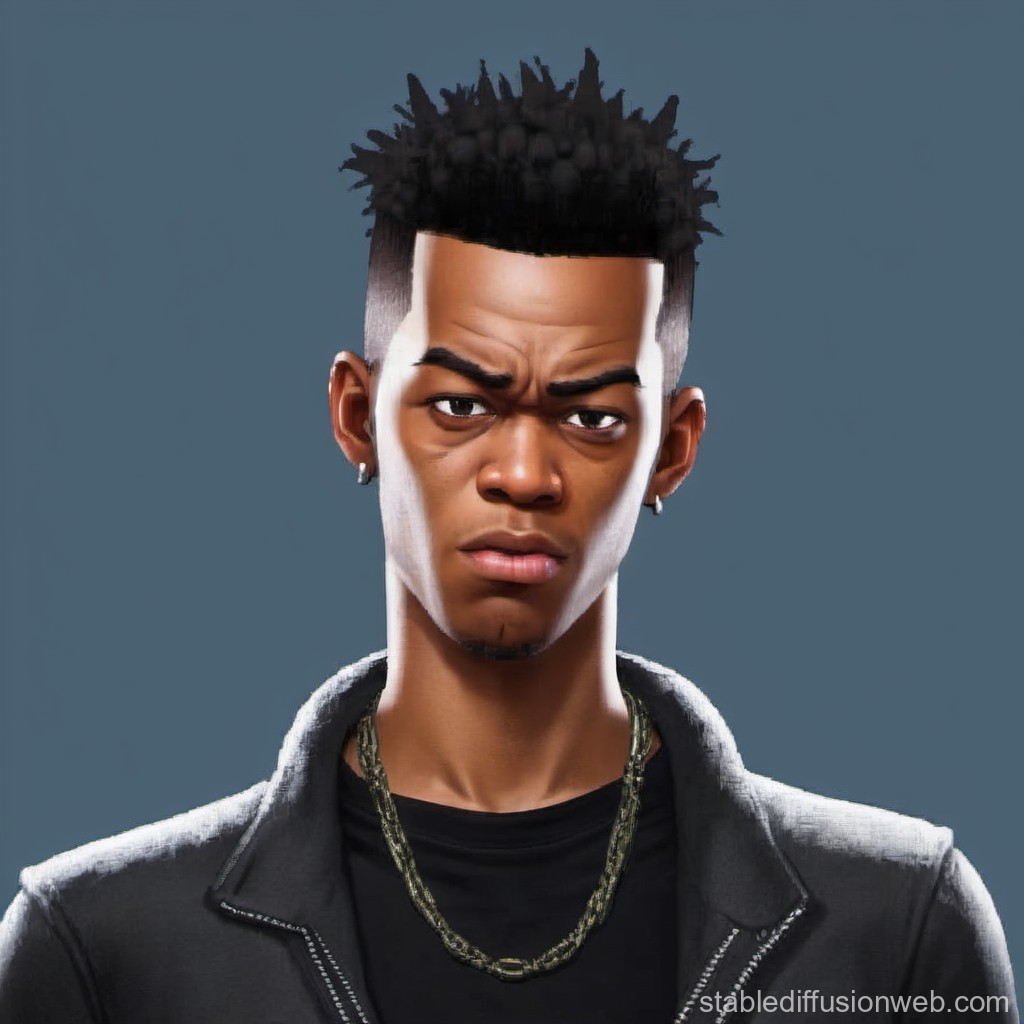 Stylized Portrait of a Young Man with Spiked Hair