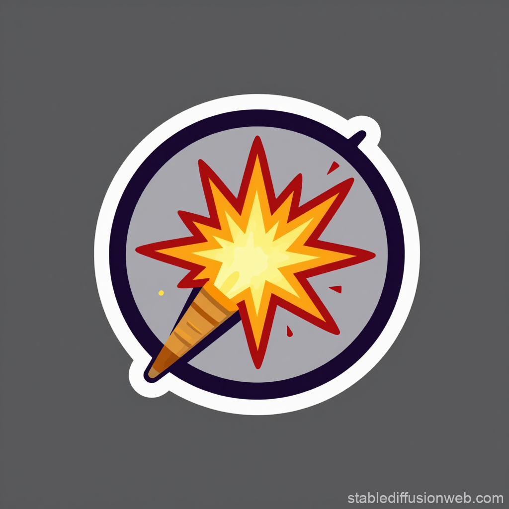 Stylized Sparkler Icon with Bright Burst