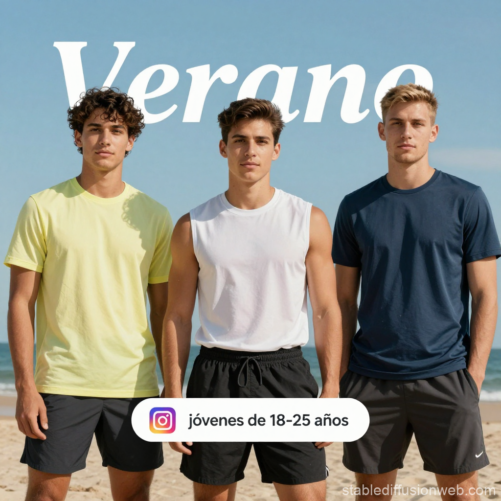 Summer Sports Fashion Campaign Featuring Young Men on Beach