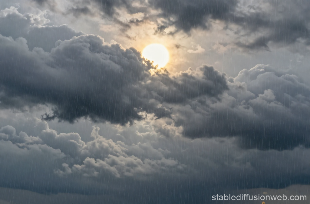 Sun Breaking Through Rainy Clouds