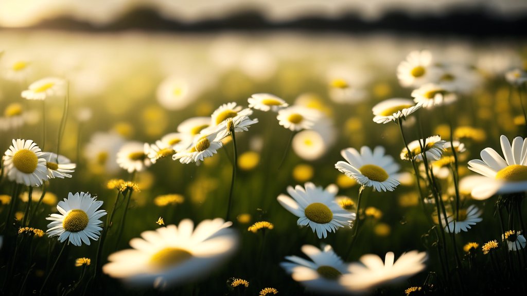 Sunlit Field of Daisies in Bloom