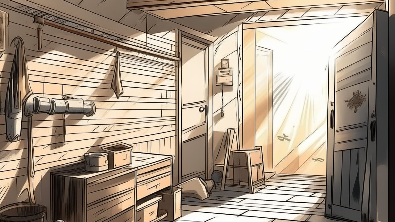 Sunlit Rustic Interior with Wooden Furniture