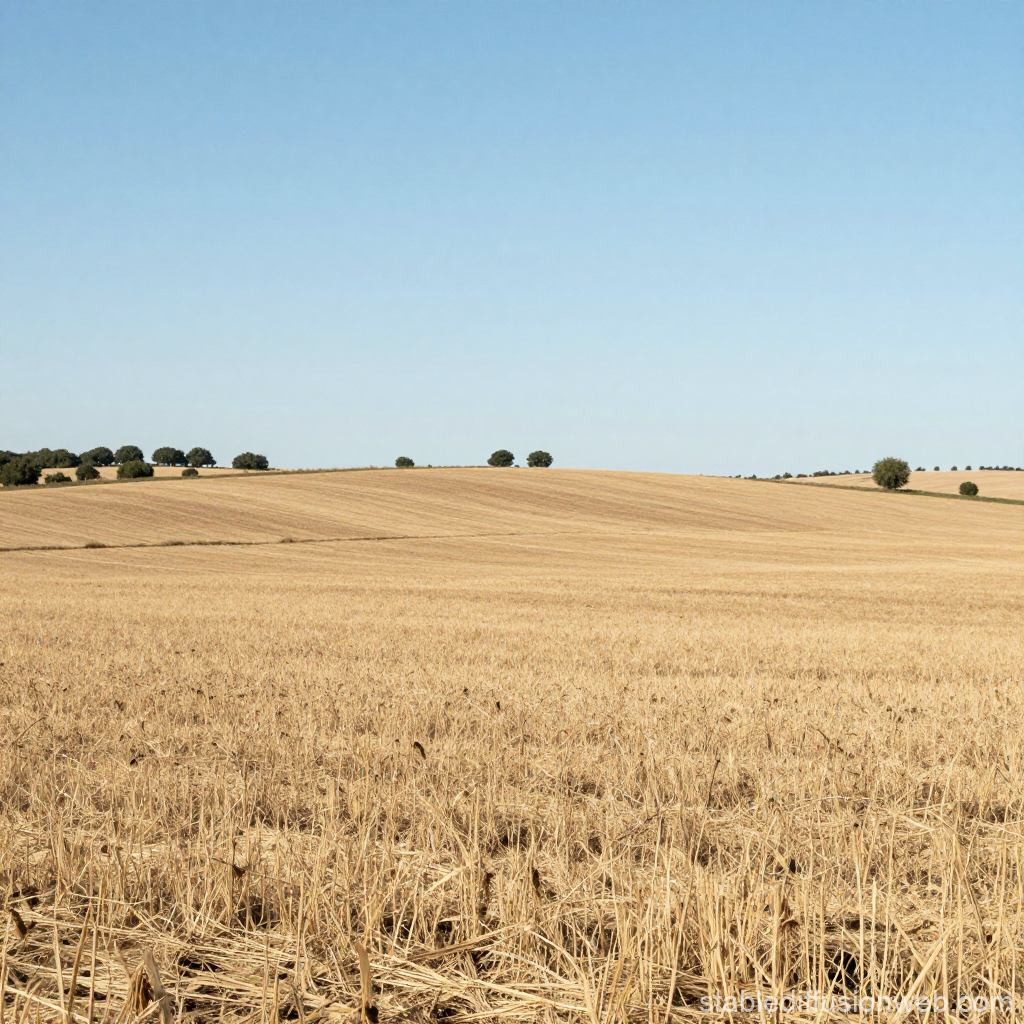 Sunny Andalusian Wheat Field Under Clear Blue Sky