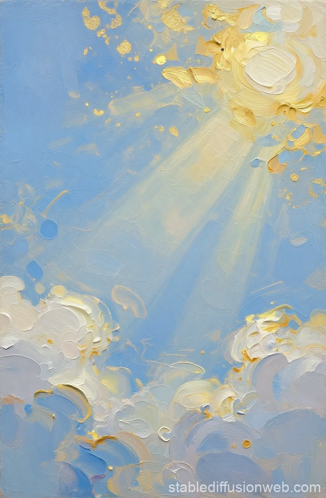 Sunrays Breaking Through Clouds in Impressionist Style