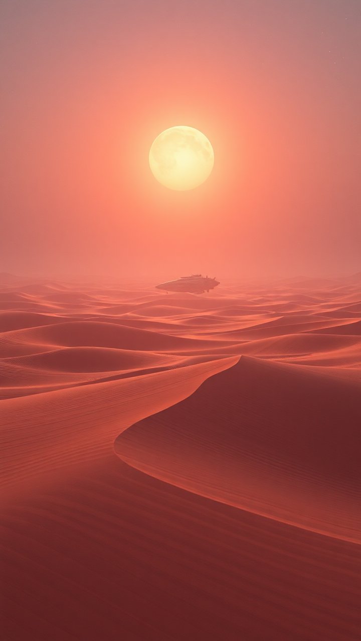 Sunset Over Expansive Desert Dunes