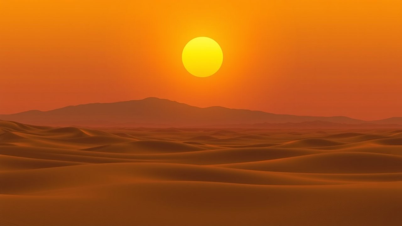 Sunset Over Expansive Desert Dunes