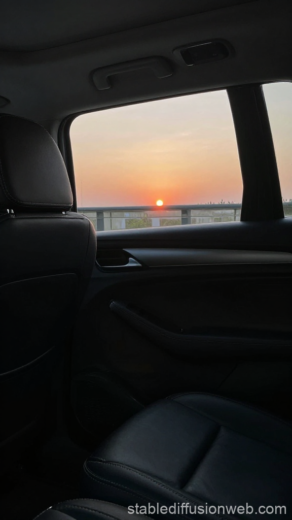 Sunset View from Inside a Car