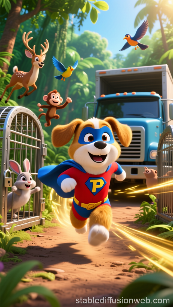 Super Puppy Hero Running to Save Jungle Animals