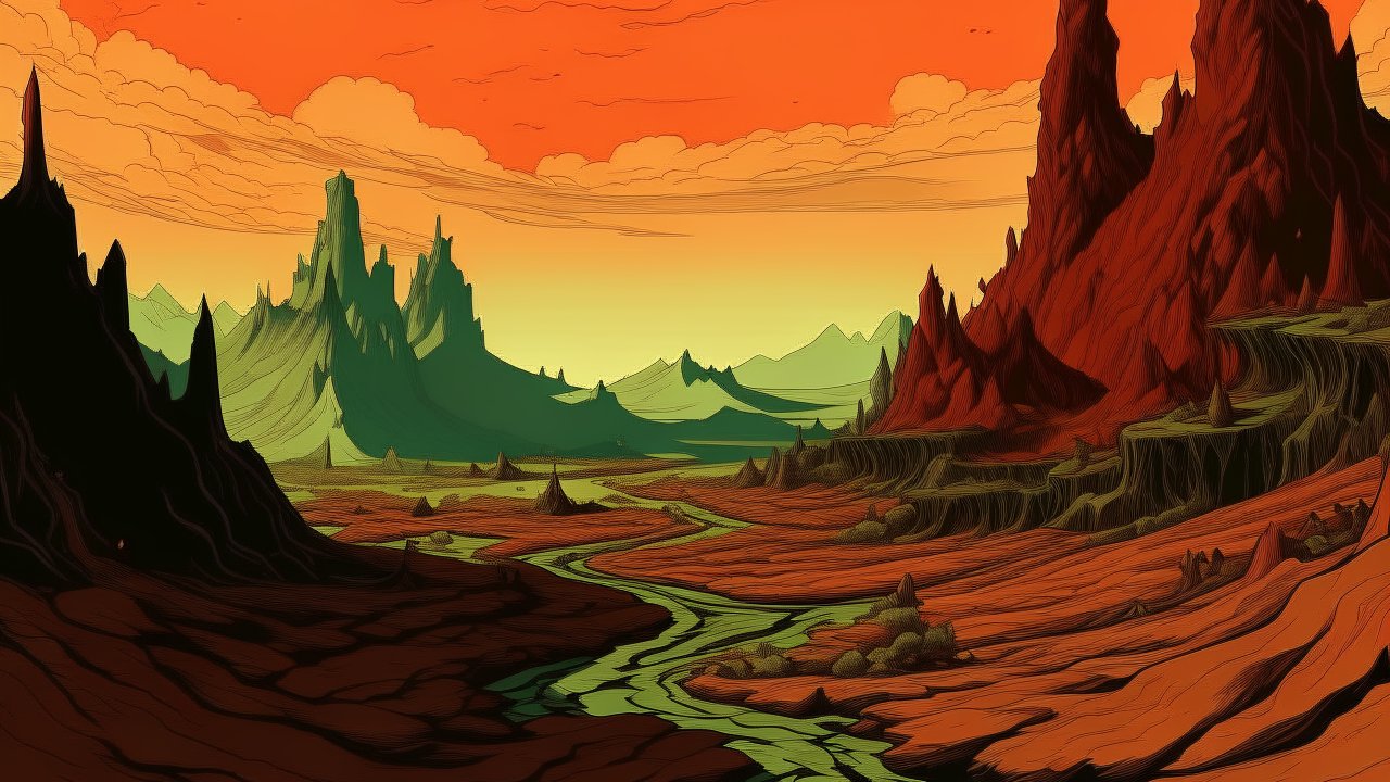 Surreal Desert Landscape with Dramatic Rock Formations