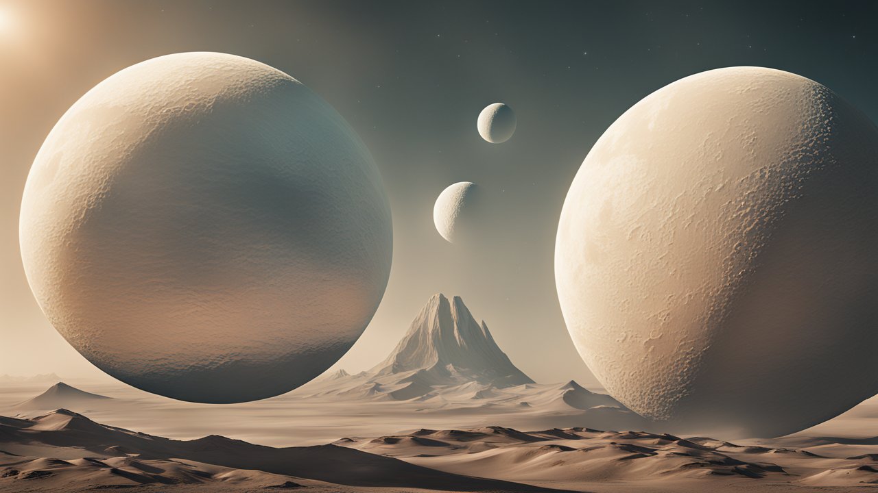 Surreal Desert Landscape with Giant Floating Spheres
