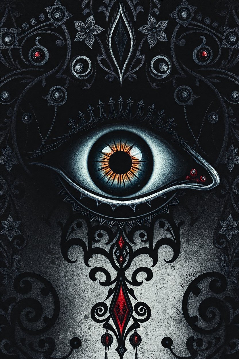 Surreal Gothic Eye with Batik Patterns