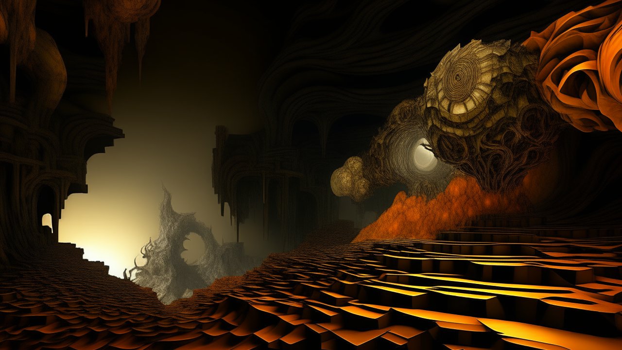 Surreal Organic Cave with Intricate Textures and Warm Lighting