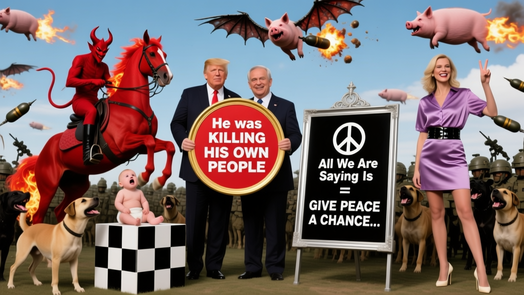 Surreal Political Satire with Symbolic Imagery