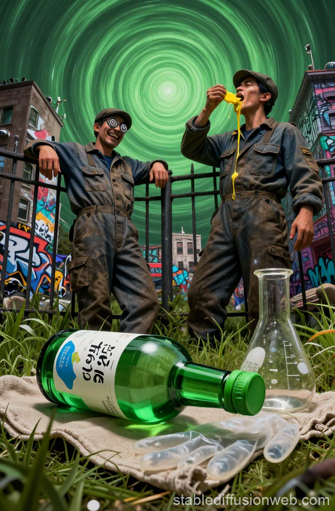 Surreal Urban Mechanics in a Psychedelic Cityscape