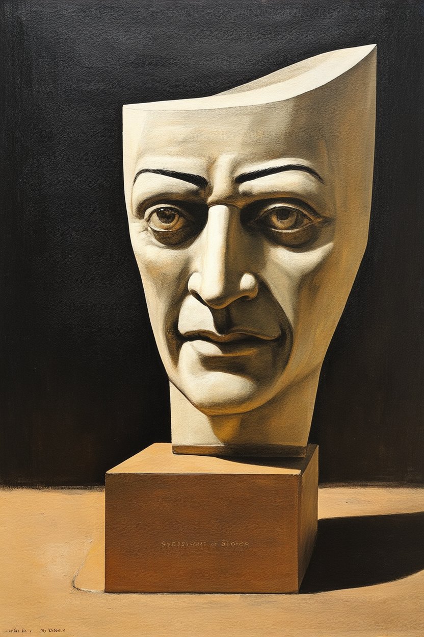Surrealist Sculpture of a Human Head Bust