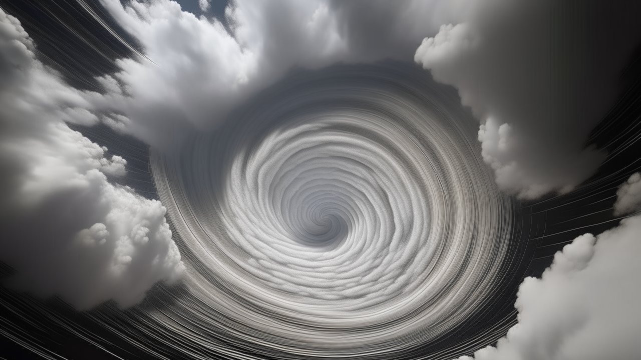 Swirling Vortex of Clouds in a Dark Sky