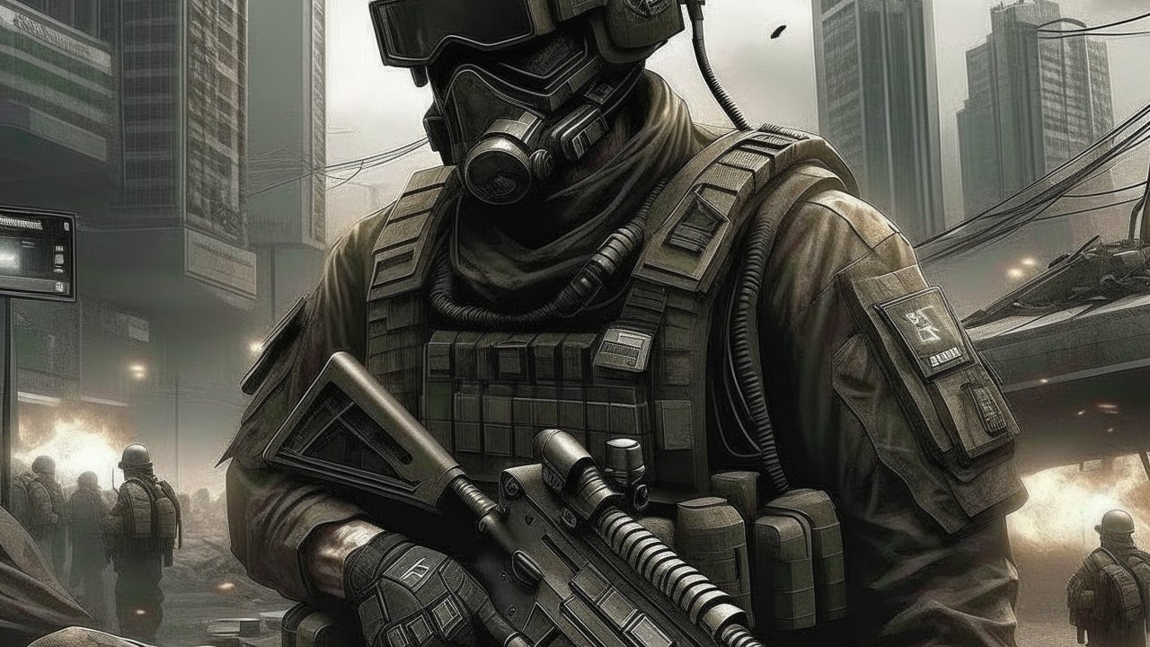 Tactical Soldier in Urban Combat Zone