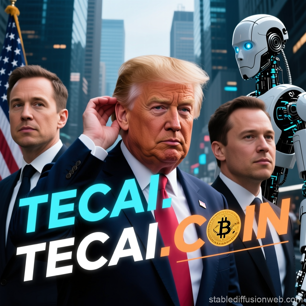 Tech and Cryptocurrency Leaders with Futuristic AI Robot