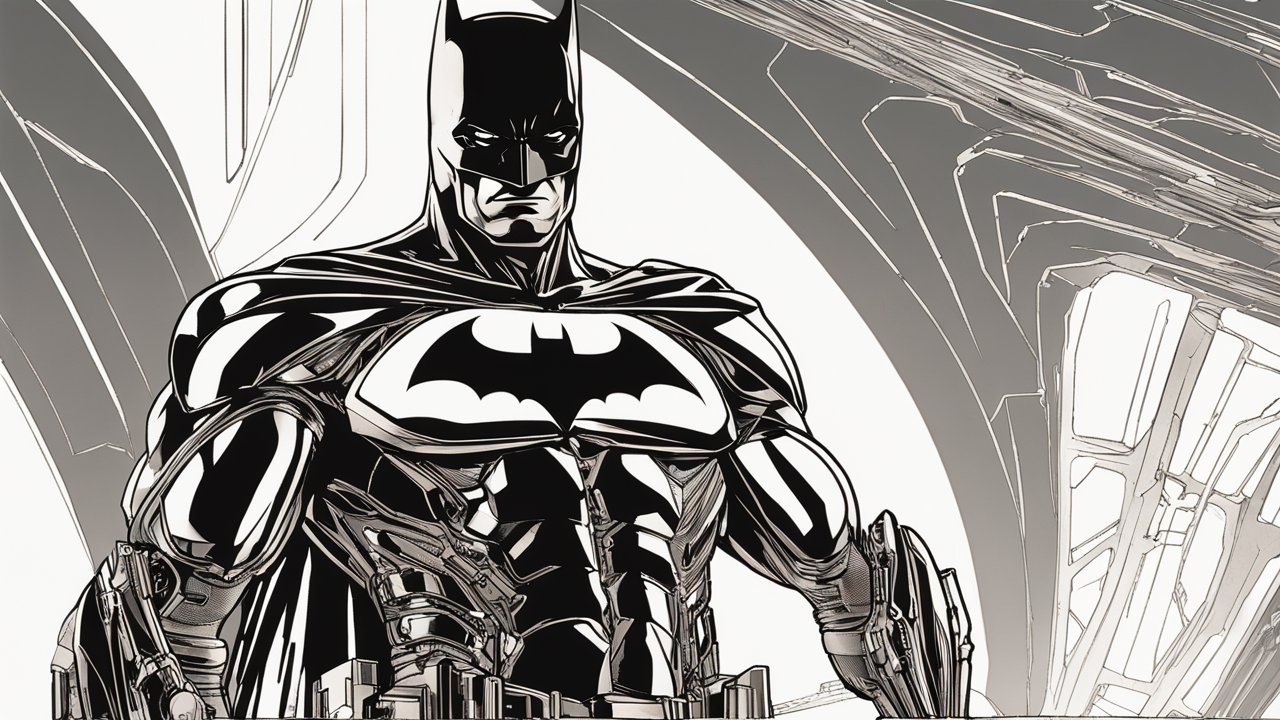 Technologically Enhanced Batman in Futuristic Armor