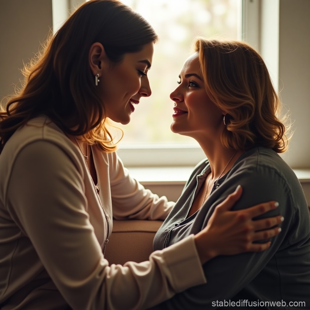 Tender Moment Between Two Women Sharing Affection