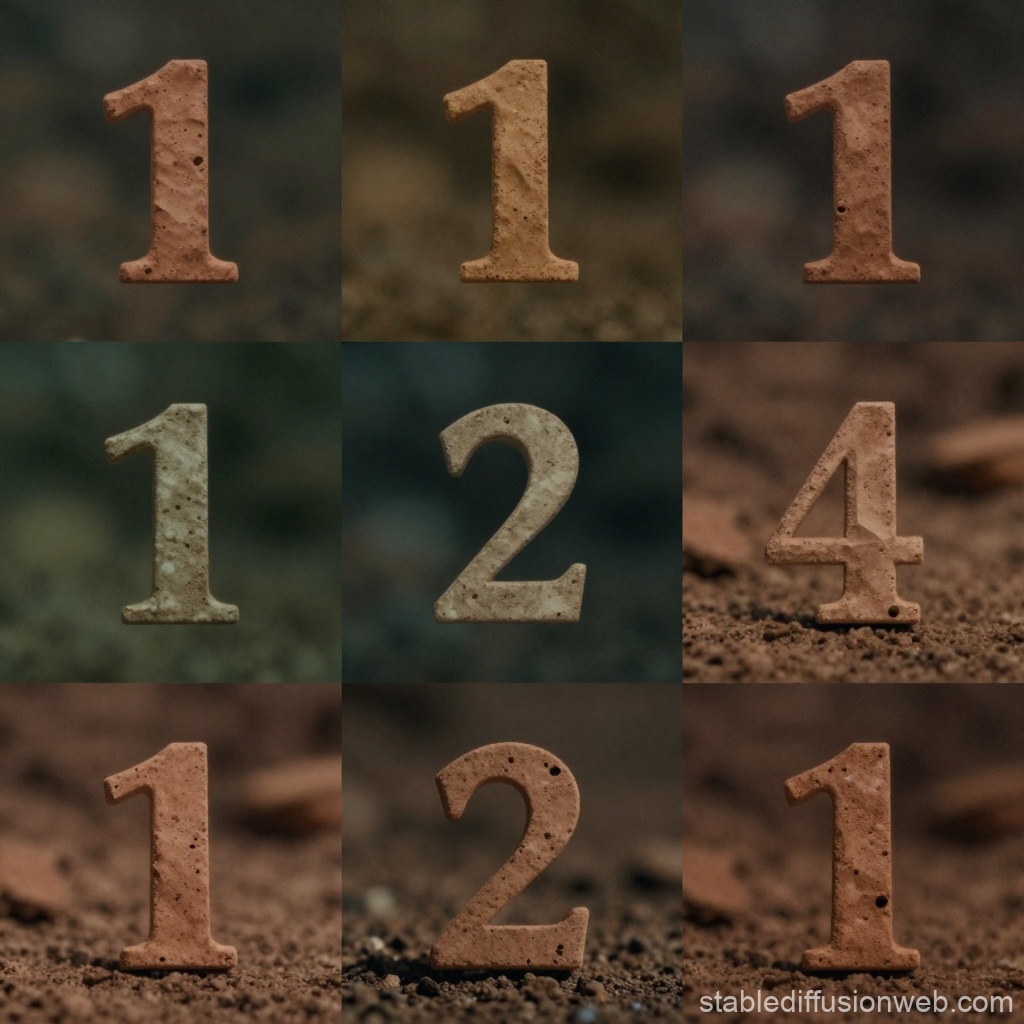Terracotta Number Texture Set with Natural Earthy Backgrounds