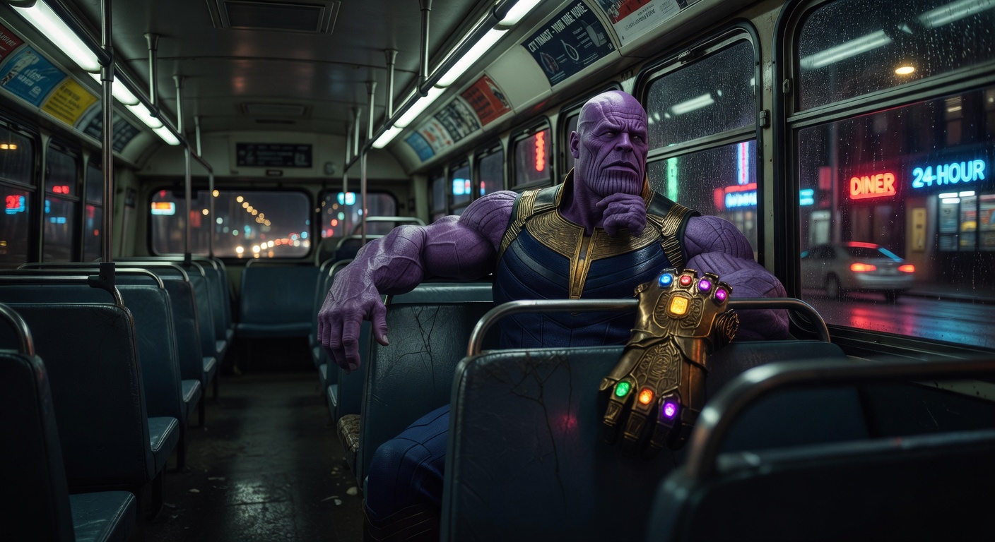 Thanos Contemplating on a Night Bus