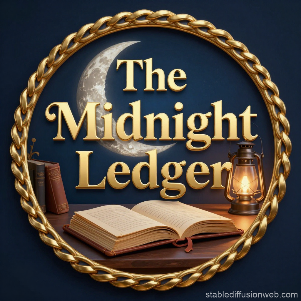 The Midnight Ledger Logo with Moon and Lantern