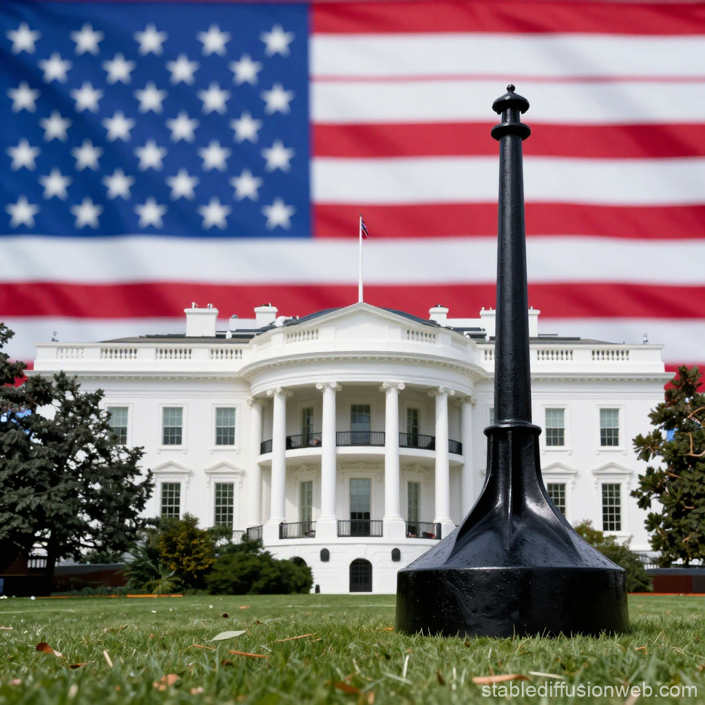 The White House with American Flag Background