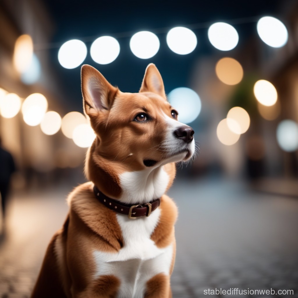 Thoughtful Dog in Urban Night Setting