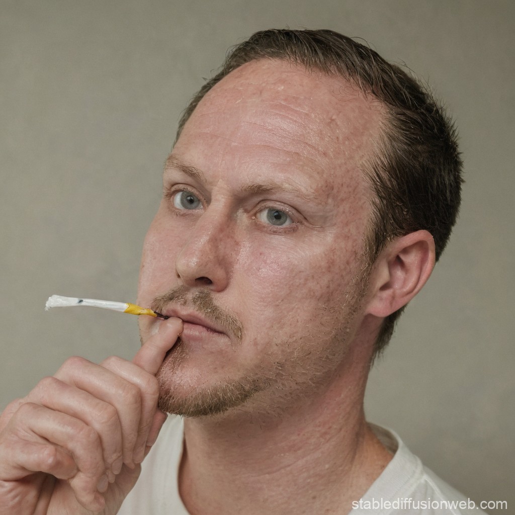 Thoughtful Man Holding a Cigarette