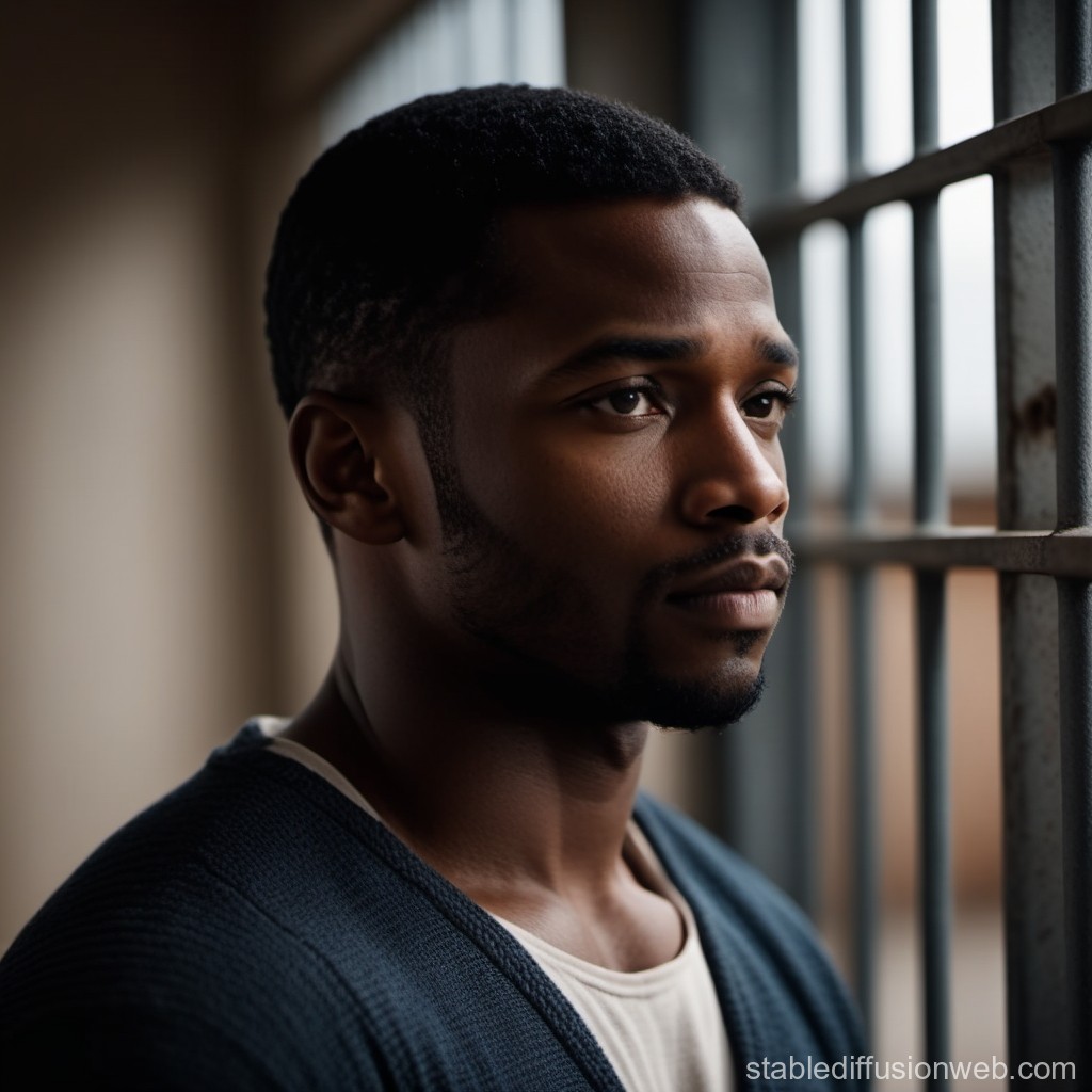 Thoughtful Man Looking Through Bars