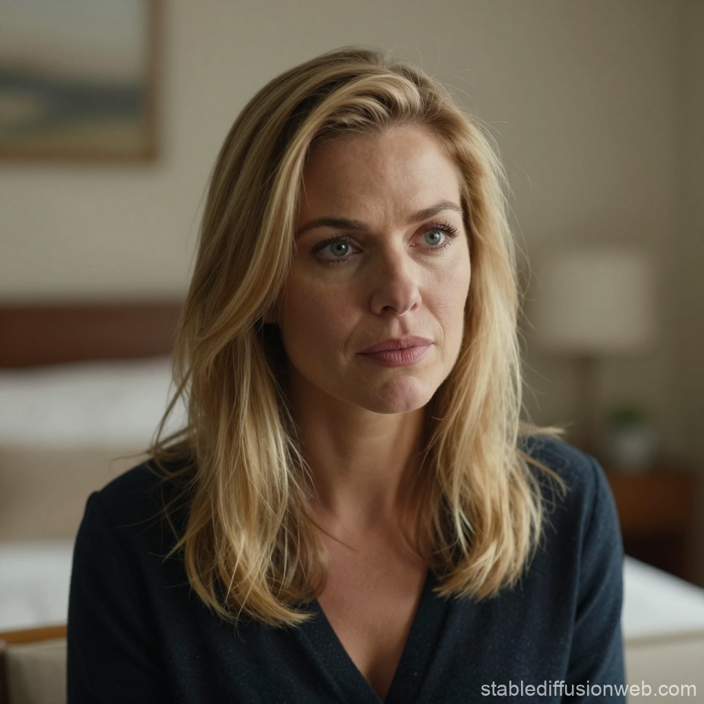 Thoughtful Woman Portrait in Cozy Bedroom
