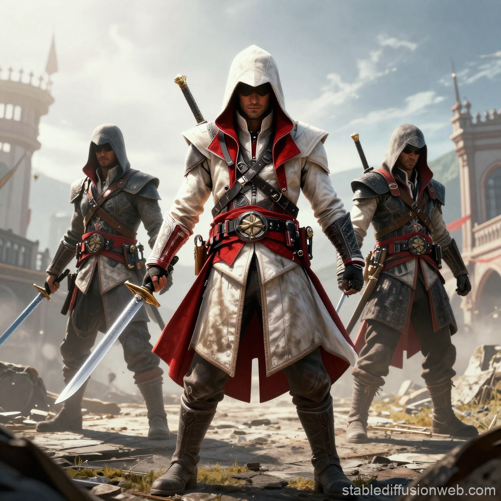 Three Hooded Assassins in Medieval Setting