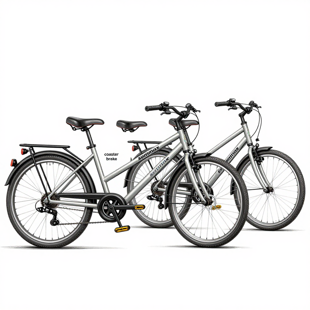 Three-Seat Tandem Bicycle with Coaster Brake