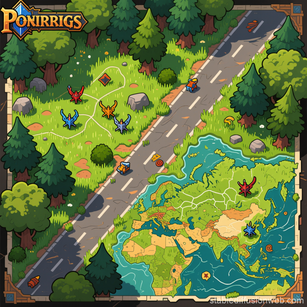Top-Down RPG Forest Road with Strategic Map Elements