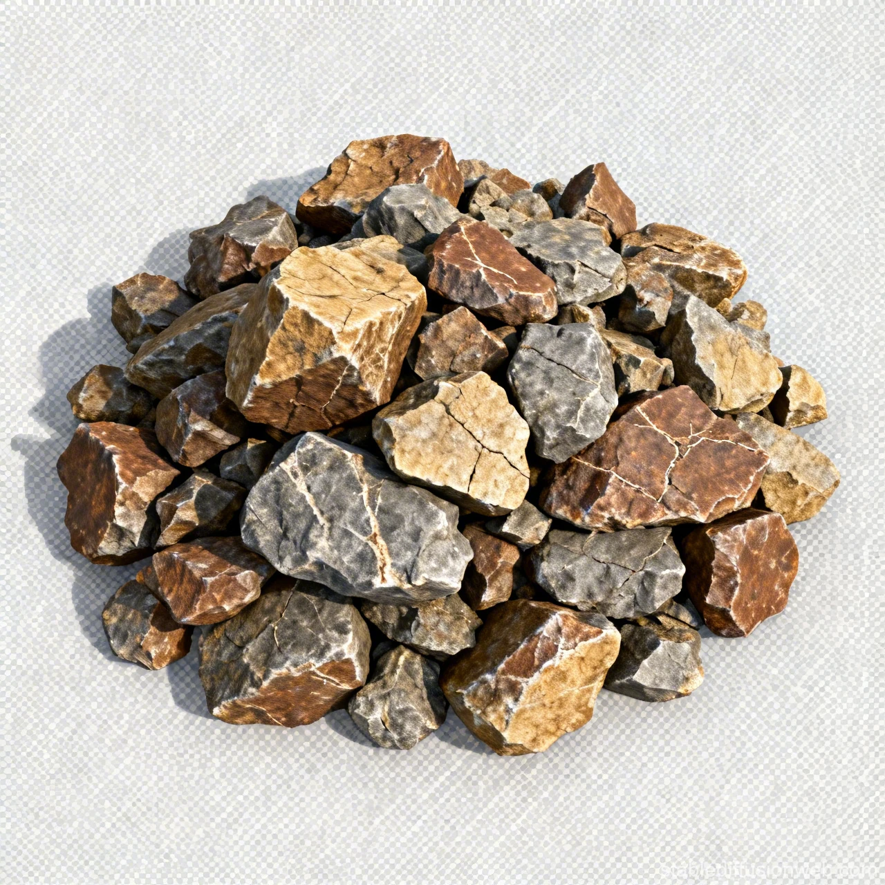 Top-Down View of a Pile of Realistic Rocks