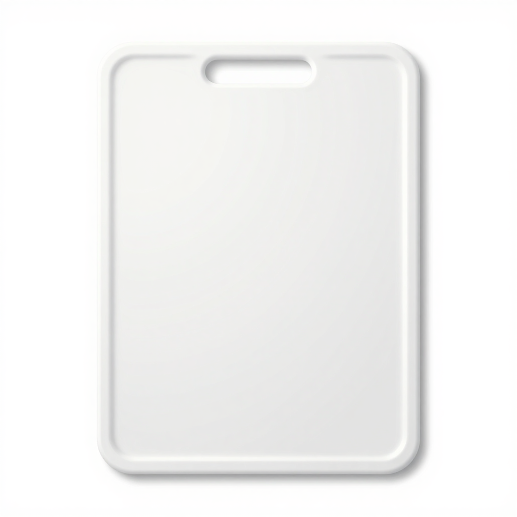 Top-Down View of a White Plastic Cutting Board