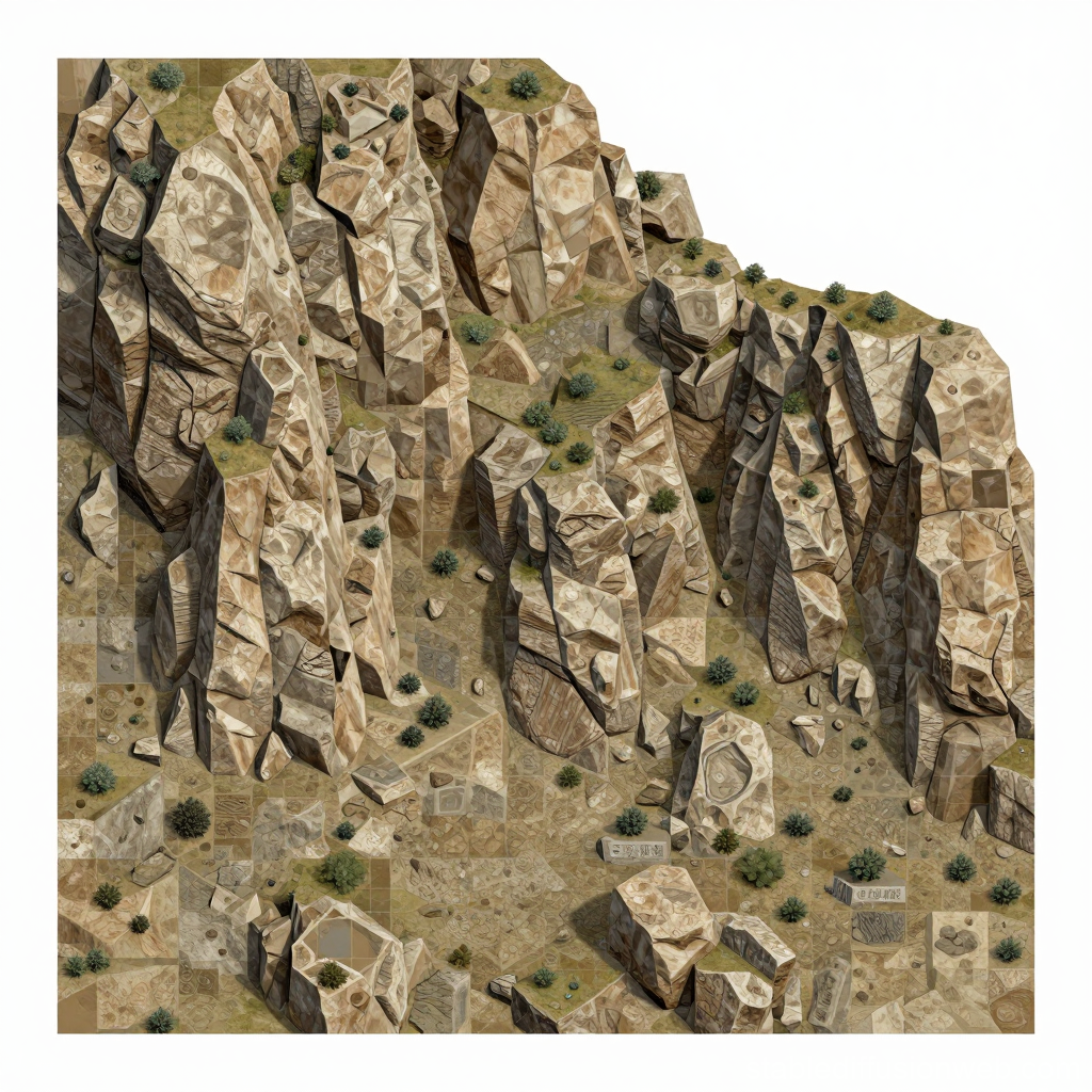 Top-Down View of Rocky Cliff Terrain