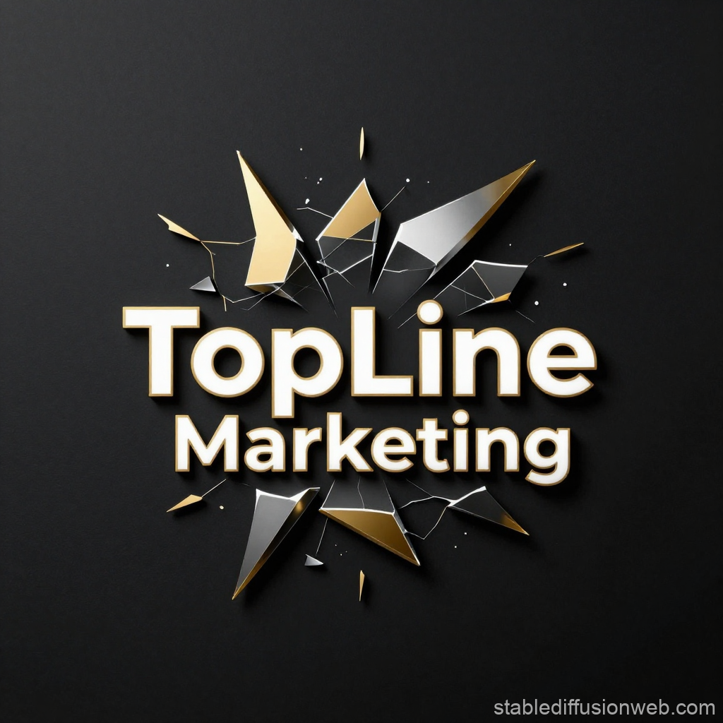 TopLine Marketing Logo with Shattered Metallic Effect