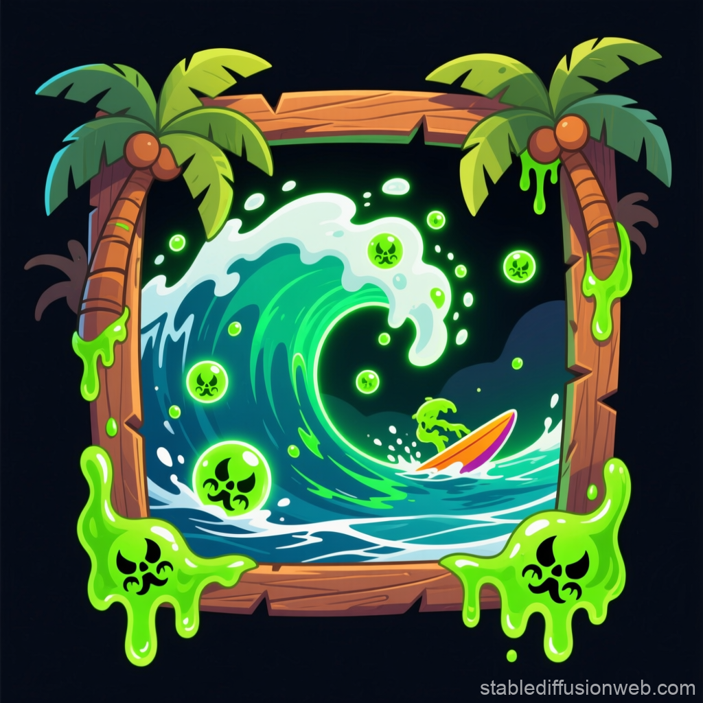 Toxic Tropical Wave with Surfing and Glowing Green Slime