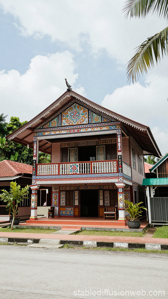Traditional Decorated Terrace House with Intricate Patterns